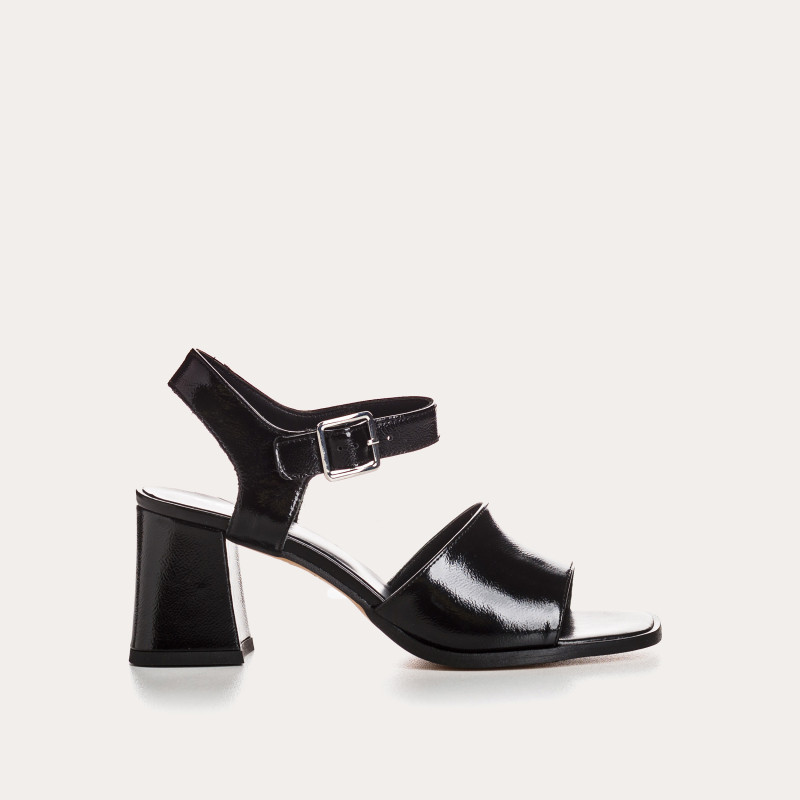 London Sandals - Woman Varnished Leather Heel Shoes | Reqins