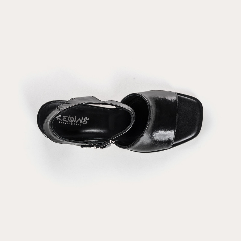 London Sandals - Woman Varnished Leather Heel Shoes | Reqins