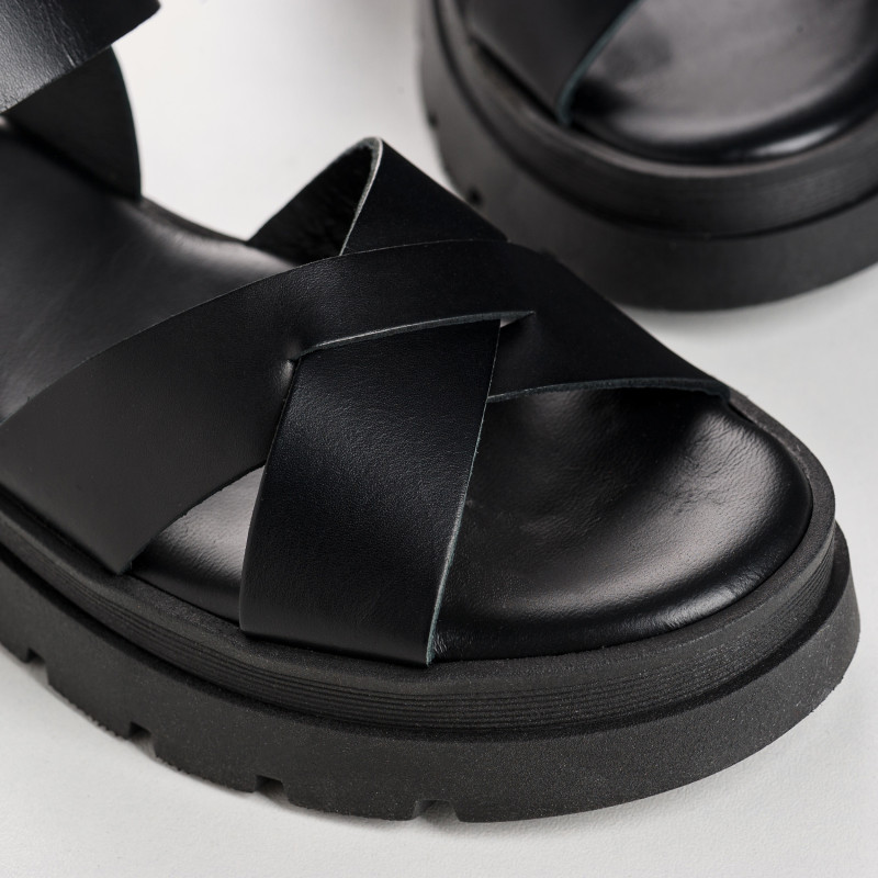 Louisa leather sandals with heel 4 cm - Chic & Stability