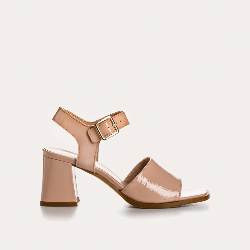 London Sandals - Woman Varnished Leather Heel Shoes | Reqins