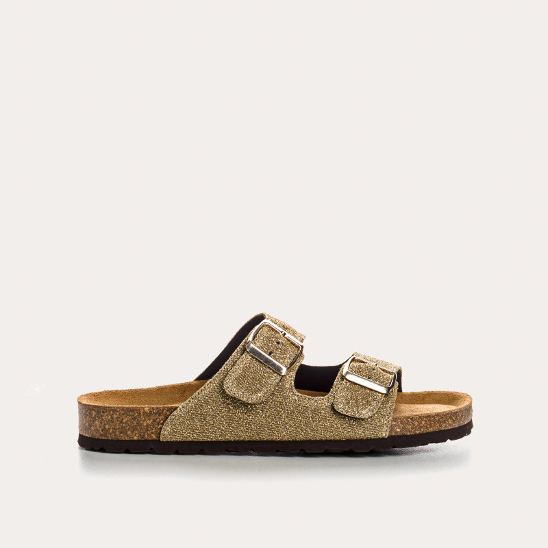 Sandales à brides NUBIA - chaussures anatomiques cuir lurex femme | REQINS