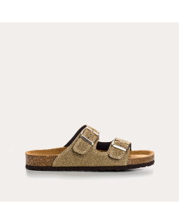 Sandales à brides NUBIA - chaussures anatomiques cuir lurex femme | REQINS