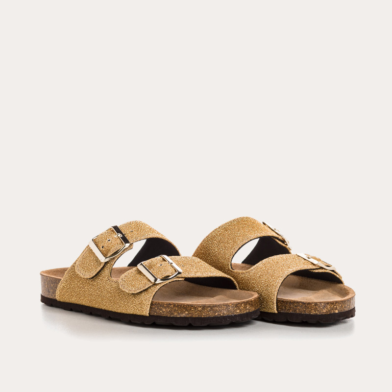 Sandales à brides NUBIA - chaussures anatomiques cuir lurex femme | REQINS