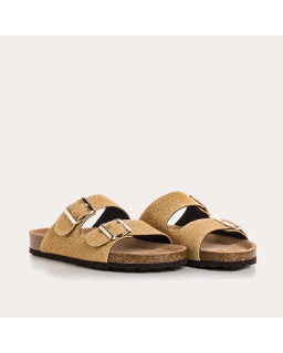 Sandales à brides NUBIA - chaussures anatomiques cuir lurex femme | REQINS