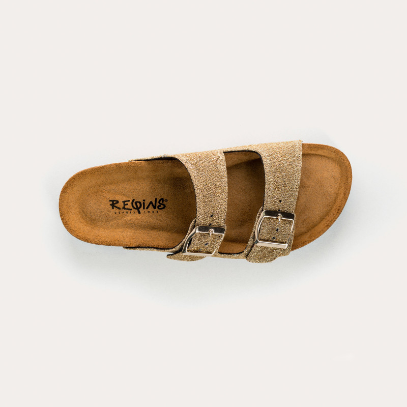 Sandales à brides NUBIA - chaussures anatomiques cuir lurex femme | REQINS