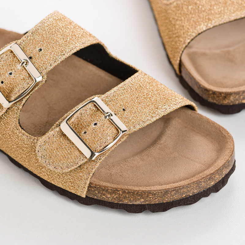 Sandales à brides NUBIA - chaussures anatomiques cuir lurex femme | REQINS