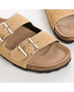 Sandales à brides NUBIA - chaussures anatomiques cuir lurex femme | REQINS