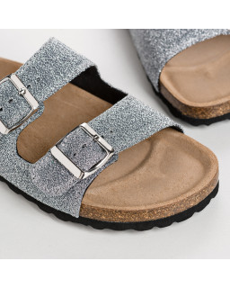 Sandales à brides NUBIA - chaussures anatomiques cuir lurex femme | REQINS