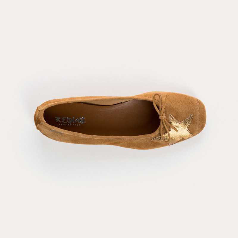 Ballerines Plates toile Femme clat Cuir Velours HELLO Reqins