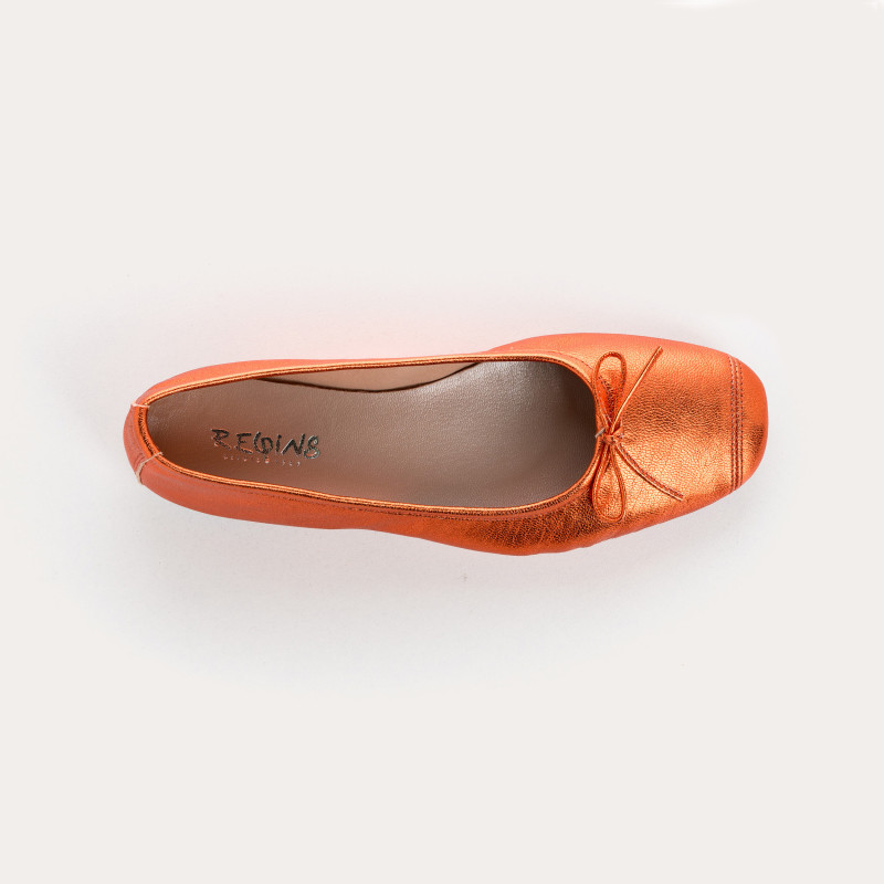 Iridescent Metal Leather Flat Ballerinas