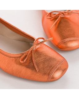 Iridescent Metal Leather Flat Ballerinas