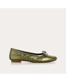 Iridescent Metal Leather Flat Ballerinas