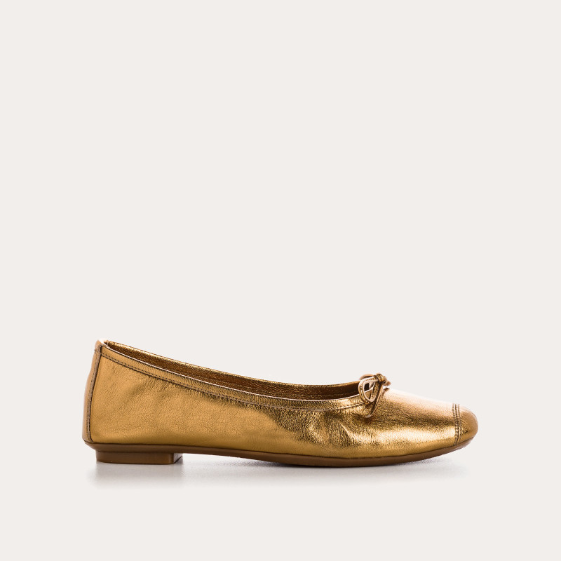 Iridescent Metal Leather Flat Ballerinas