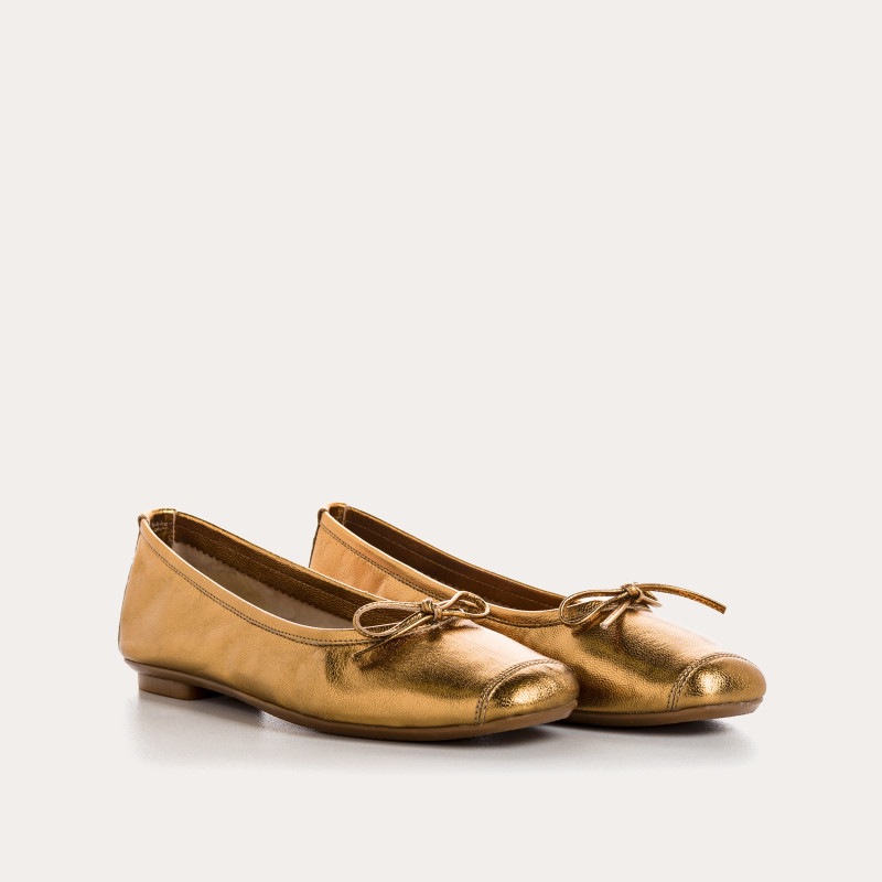 Iridescent Metal Leather Flat Ballerinas