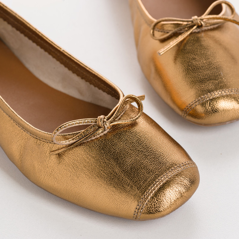 Iridescent Metal Leather Flat Ballerinas