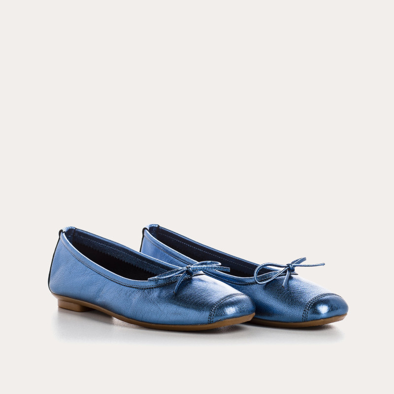 Iridescent Metal Leather Flat Ballerinas