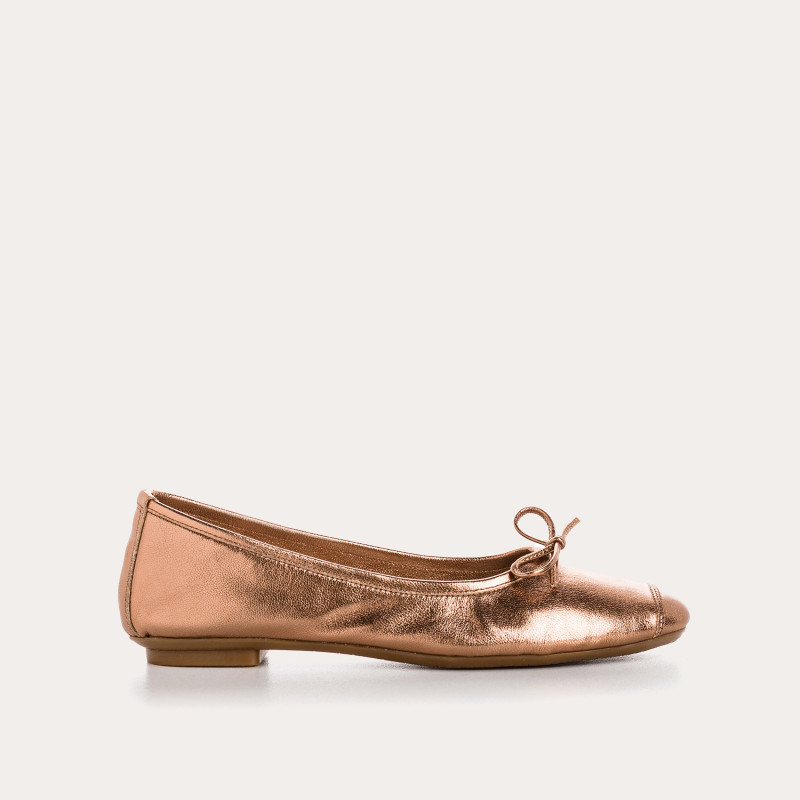 Iridescent Metal Leather Flat Ballerinas