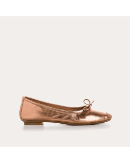 Ballerines plates à nœud en cuir métal irisé