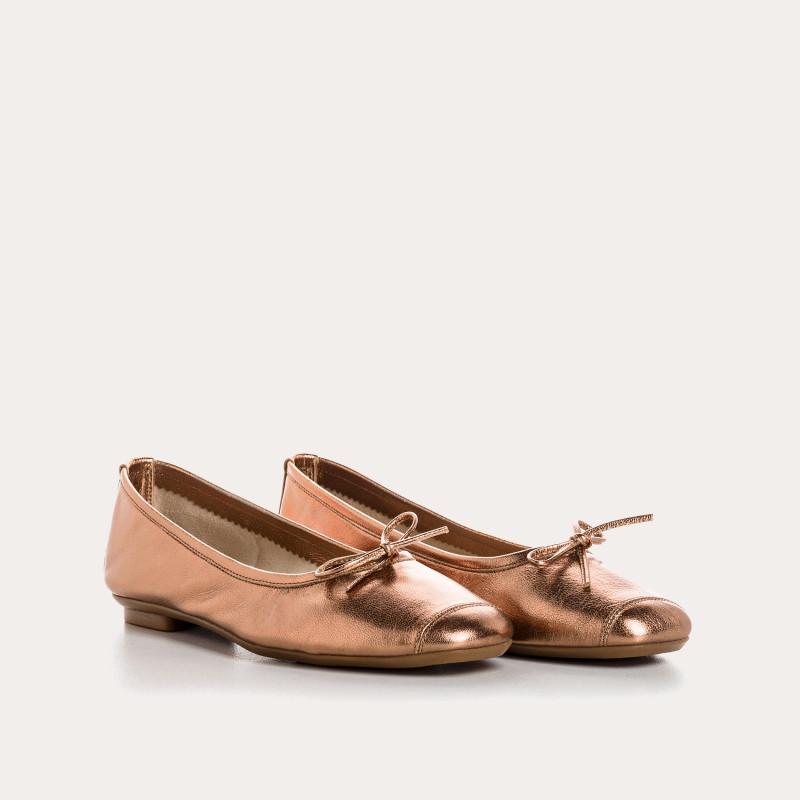 Iridescent Metal Leather Flat Ballerinas