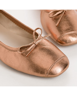 Iridescent Metal Leather Flat Ballerinas