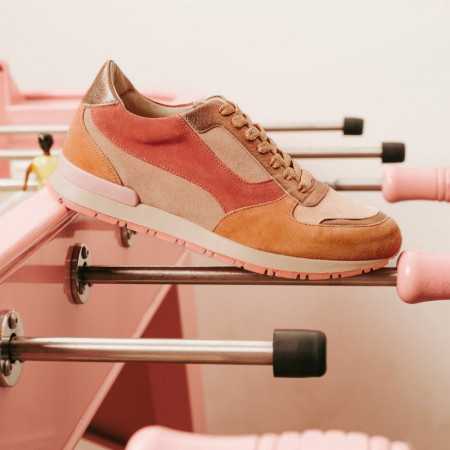 baskets femme mix cuir velours | reqins