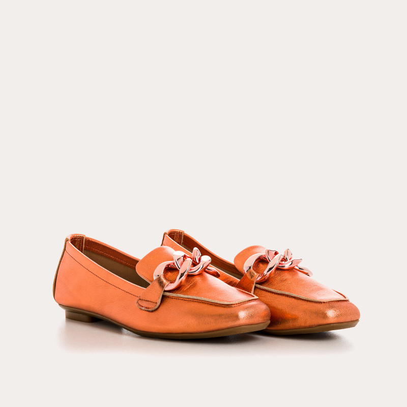 Moccasins Woman Leather Metallic - Hartaga | Reqins