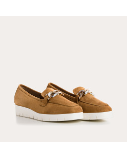 Moccasins jewel chain compensated woman suede - norelie | Reqins