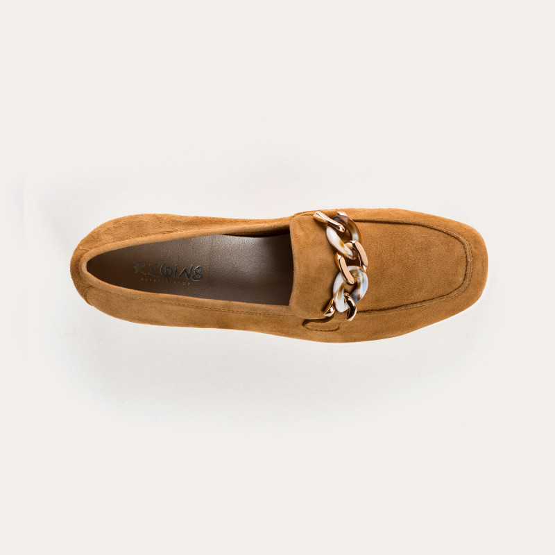 Moccasins jewel chain compensated woman suede - norelie | Reqins