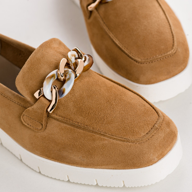 Moccasins jewel chain compensated woman suede - norelie | Reqins