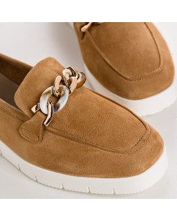 Moccasins jewel chain compensated woman suede - norelie | Reqins