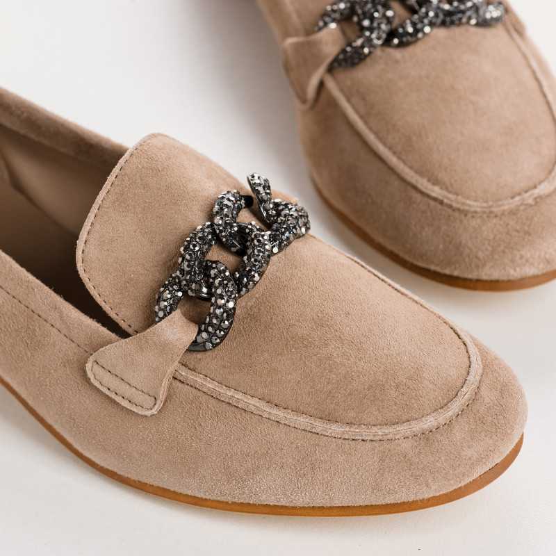 mocassins bijoux femme cuir velours | reqins