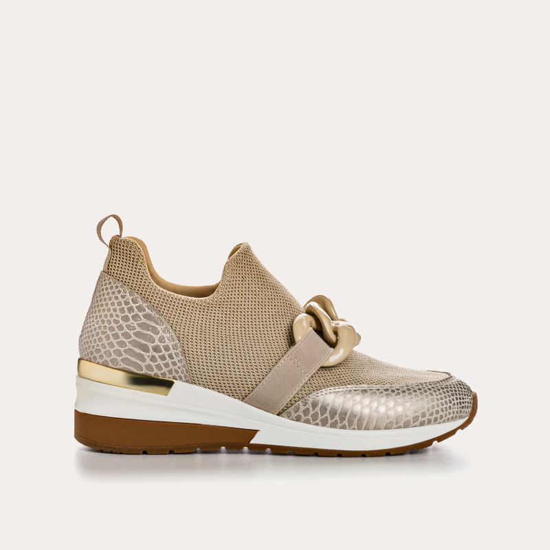 Women's Sneakers in Elastic Fabric Lady with Jewelry Accessories