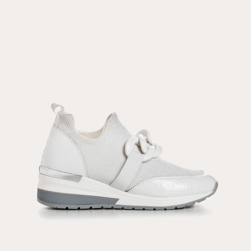 Women's Sneakers in Elastic Fabric Lady with Jewelry Accessories