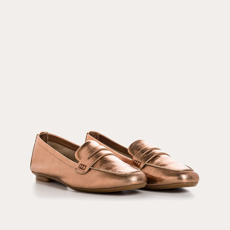 Moccasins College Leather Metallic with Square Tip