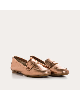 Moccasins College Leather Metallic with Square Tip