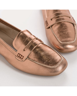 Moccasins College Leather Metallic with Square Tip