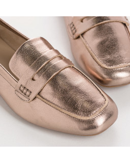 Moccasins College Leather Metallic with Square Tip