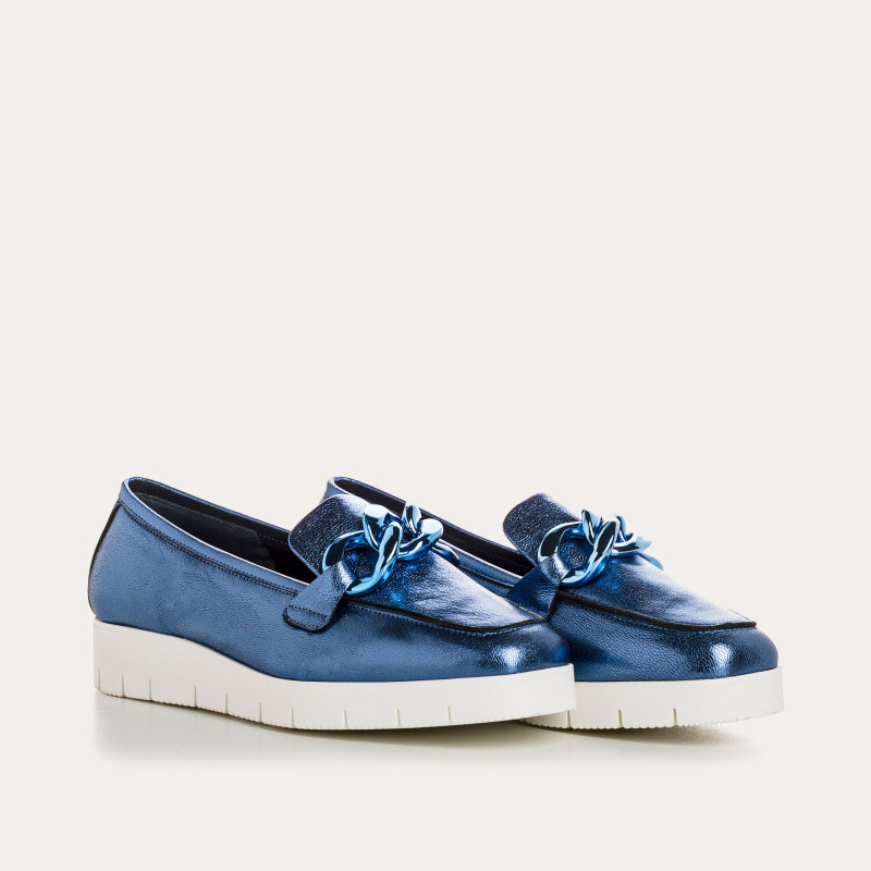 Moccasins jewel compensated woman shine leather metallic - Nagato | Reqins