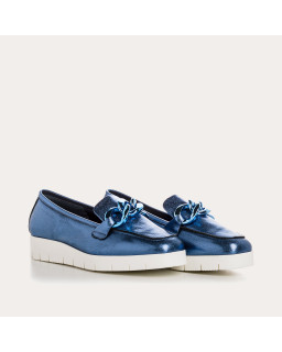 Moccasins jewel compensated woman shine leather metallic - Nagato | Reqins