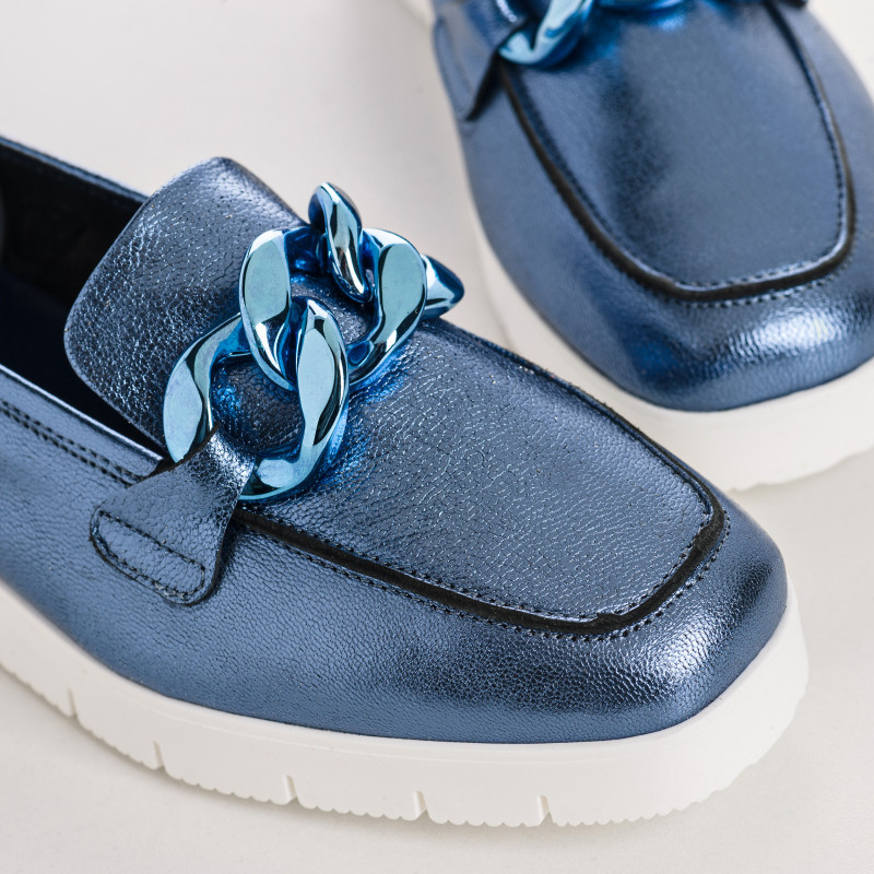 Moccasins jewel compensated woman shine leather metallic - Nagato | Reqins