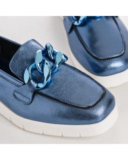 Moccasins jewel compensated woman shine leather metallic - Nagato | Reqins