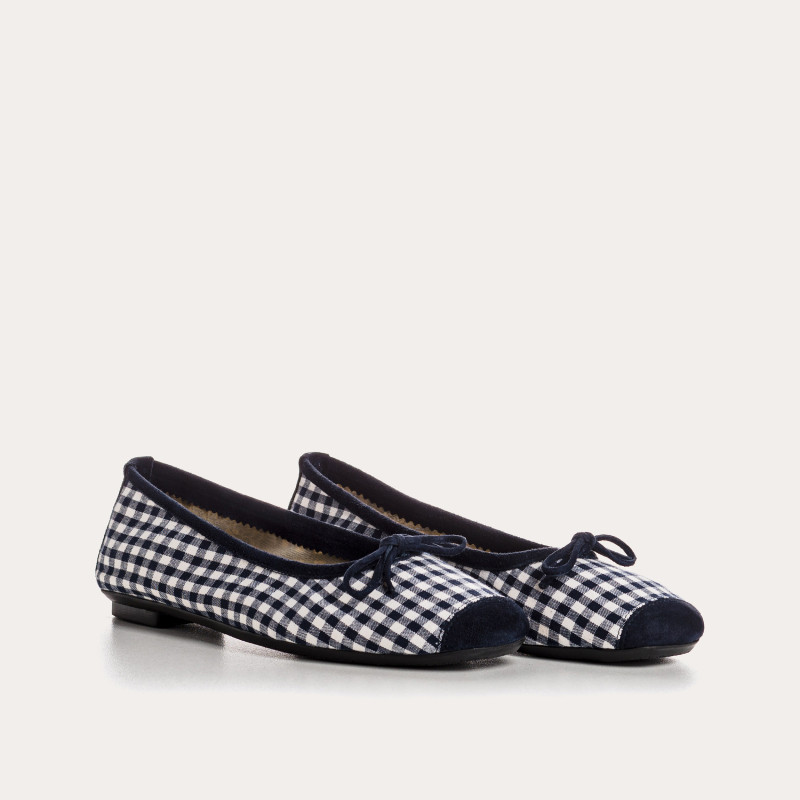 Ballerines Femme Vichy cuir velours - HARMONY | Reqins