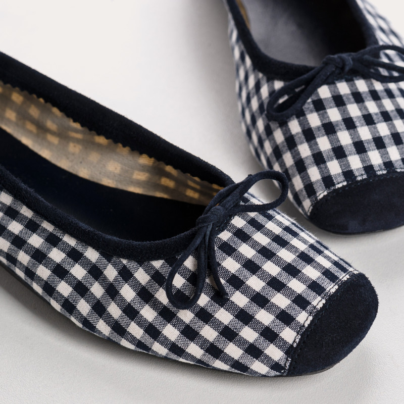 Ballerines Femme Vichy cuir velours - HARMONY | Reqins