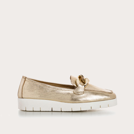 Moccasins jewel compensated woman shine leather metallic - Nagato | Reqins