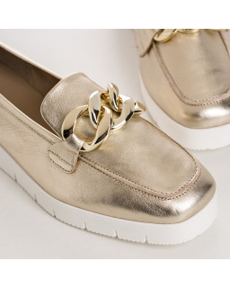 Mocassins Bijou Compensés Femme Éclat Cuir Métallisé - NAGATO | Reqins