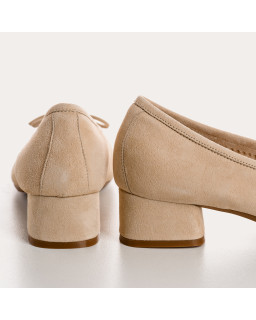 Velvet leather heeled ballerinas with knot