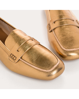 Moccasins College Leather Metallic with Square Tip