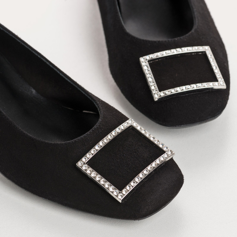 Ballerines Bijou À Talon Cuir Velours - KARISSE | Reqins