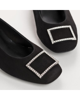 Ballerines Bijou À Talon Cuir Velours - KARISSE | Reqins