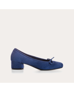 Velvet leather heeled ballerinas with knot